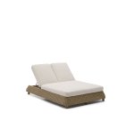 Transat double Meria en rotin synthétique et pieds en bois d’acacia