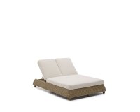 Transat double Meria en rotin synthétique et pieds en bois d’acacia