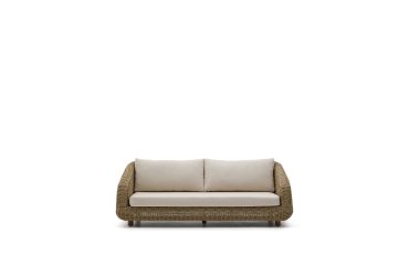 Canapé Meria 3 places en rotin synthétique et pieds en bois d’acacia 208 cm