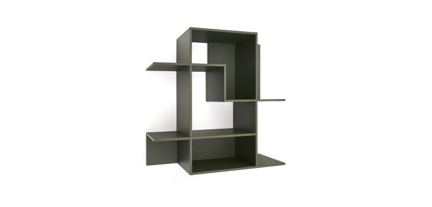 Modular shelf Ina in green lacquered MDF 80 x 80 cm