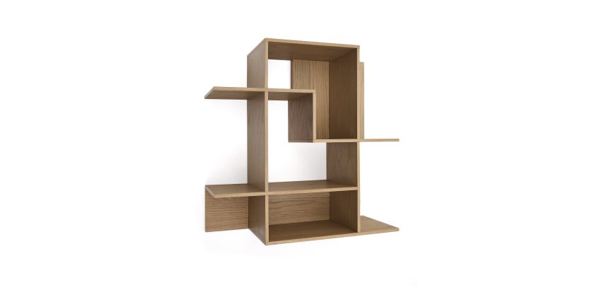 Modular shelf Ina in oak veneer with natural finish 80 x 80 cm