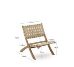 Folding armchair Chabeli in acacia wood and cream rope