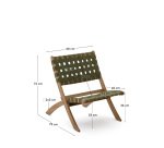 Sedia pieghevole Chabeli in legno massello di acacia e corda verde FSC 100%