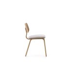 Sedia Gena in impiallacciatura di rovere e chenille beige