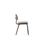 Chaise Gena en placage noyer et chenille beige