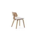Sedia Gena in impiallacciatura di rovere e chenille beige