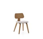 Sedia Gena in impiallacciatura di rovere e chenille beige