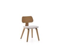 Chaise Gena en placage chêne et chenille beige