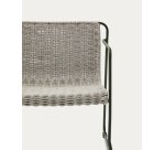 Fauteuil empilable Maurina en acier galvanisé vert et corde écrue et grise