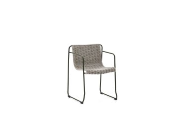 Maurina chair in green galvanised steel and ecru and grey rope cord