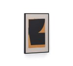 Tableau abstrait Zernu en lin orange et noir peint à la main 42 x 65 cm