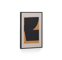 Zernu hand-painted orange and black linen abstract picture 42 x 65cm