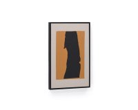 Tableau abstrait Zernu en lin orange et noir peint à la main 42 x 65 cm