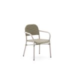 Tuccia beige and green stackable chair in aluminium and synthetic rattan