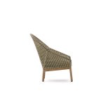 Fauteuil Olbia avec dossier haut en rotin synthétique et bois de teck