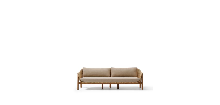Galea Sofa 3-Sitzer aus Teakholz und synthetischem Rattan 223 cm