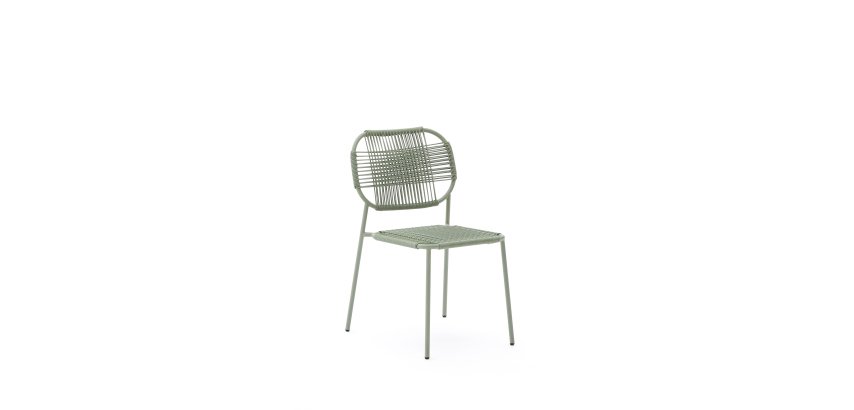 DE_Chaise d’extérieur empilable Talaier en corde synthétique et acier galvanisé, couleur turquoise