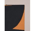 Tableau abstrait Zernu en lin orange et noir peint à la main 42 x 65 cm