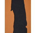 Tableau abstrait Zernu en lin orange et noir peint à la main 42 x 65 cm