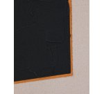 Tableau abstrait Zernu en lin orange et noir peint à la main 42 x 65 cm