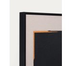 Tableau abstrait Zernu en lin orange et noir peint à la main 42 x 65 cm