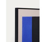 Tableau abstrait Zernu en lin bleu et noir ligne verticale peint à la main 42 x 65 cm