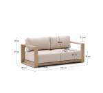 Divano Ambra a 2 posti in legno massiccio di acacia con finitura chiara 174 cm FSC 100%