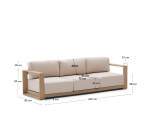 Canapé 3places Ambra en bois d’acacia avec finition claire 249cm