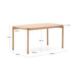 Table Indara en placage de frêne avec finition naturelle 160 x 90 cm