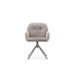 Chaise pivotante Lexa en tissu chenille beige et pieds en acier finition beige