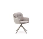 Chaise pivotante Lexa en tissu chenille beige et pieds en acier finition beige