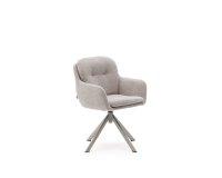Lexa swivel chair in beige chenille and steel legs in a beige finish