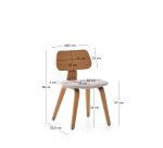 Sedia Gena in impiallacciatura di rovere e chenille beige