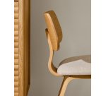 Sedia Gena in impiallacciatura di rovere e chenille beige