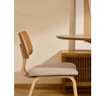 Sedia Gena in impiallacciatura di rovere e chenille beige