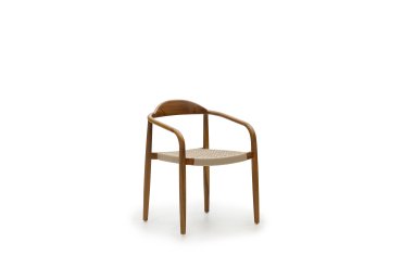 Chaise Nina - corde beige - bois d'acacia massif noyer