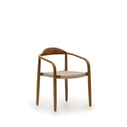 Chaise Nina - corde beige - bois d'acacia massif noyer