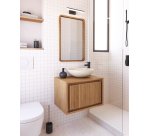 Espejo Shamel de madera maciza de teca 45 x 70 cm