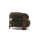 Fauteuil Granite en tissu chenille vert et pieds en bois de frêne finition noyer