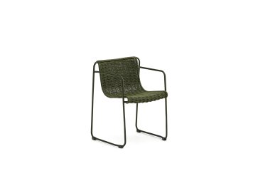 Chaise Maurina en acier galvanisé vert et corde verte
