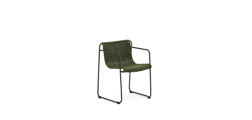 Chaise Maurina en acier galvanisé vert et corde verte