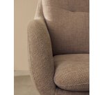 Chaise pivotante Lexa en tissu chenille beige et pieds en acier finition beige