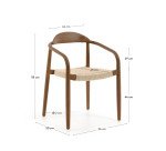 Chaise Nina - corde beige - bois d'acacia massif noyer