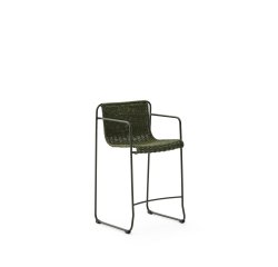 Tabouret Maurina en acier galvanisé vert et corde verte 64,5 cm