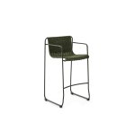 Tabouret empilable Maurina en acier galvanisé vert avec corde verte 74,5 cm