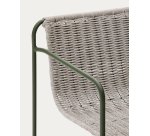 Tabouret Maurina en acier galvanisé vert et corde écrue et grise 74,5 cm