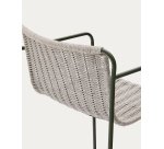 Tabouret Maurina en acier galvanisé vert et corde écrue et grise 64,5 cm