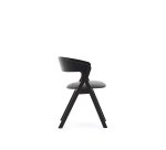 Godia chair in ash veneer with a black finish and grey chenille