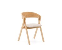 Chaise Godia en placage de frêne finition naturelle et tissu chenille beige
