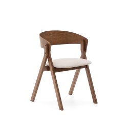 DE_Chaise Godia en placage de frêne finition wengé et tissu chenille beige